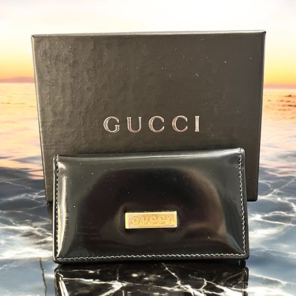 Gucci Black Patent Key Holder Keychain With Box A239
